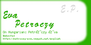 eva petroczy business card